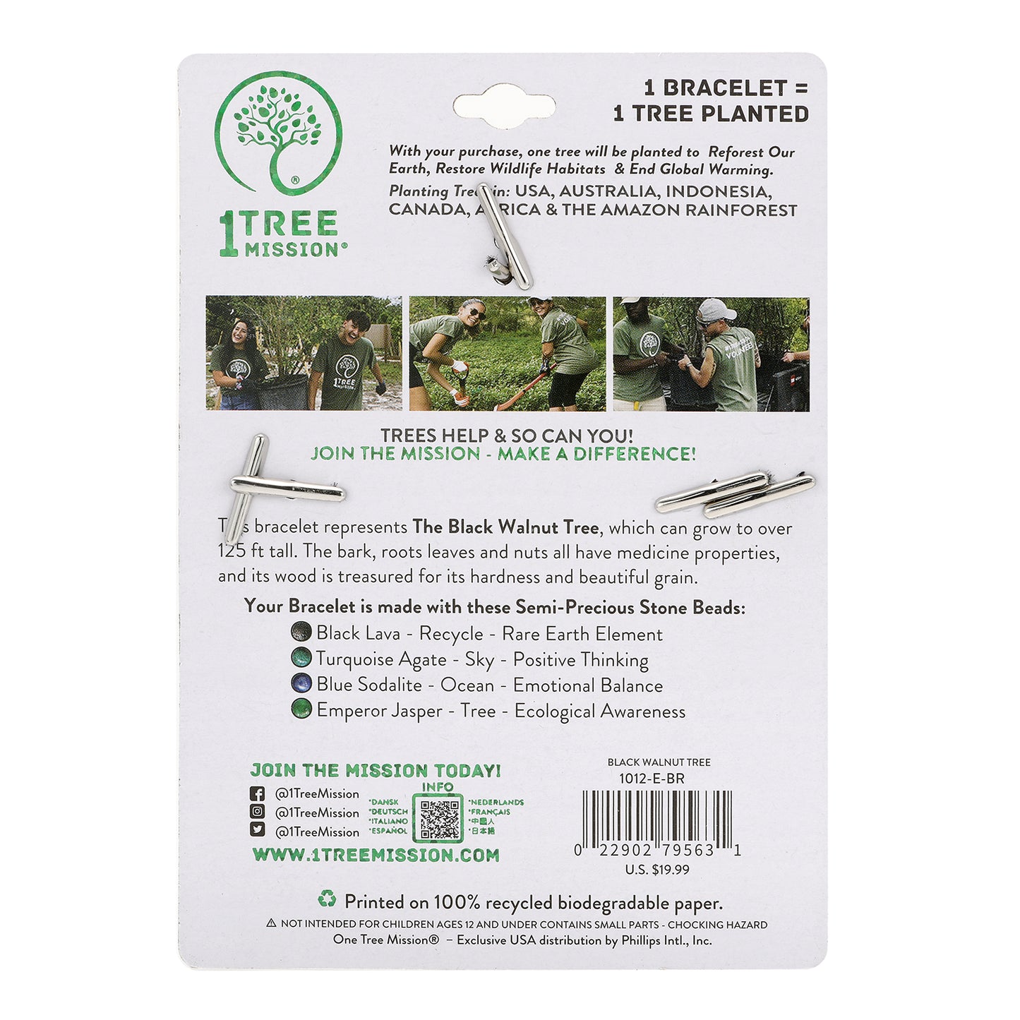 Black Walnut Bracelet - 1 Tree Mission®